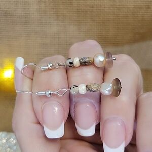 OOAK ESTATE BEAD NATURAL STONE EARRINGS